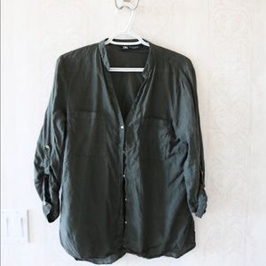 ADD ON ZARA pocket linen blouse